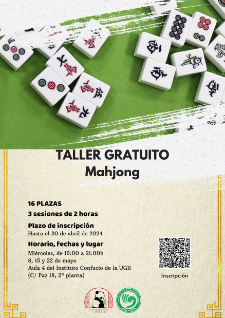 Cartel taller gratuito mahjong mayo 2024