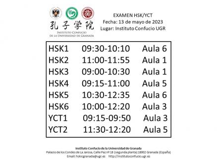 Horario HSK YCT 13.05.2023