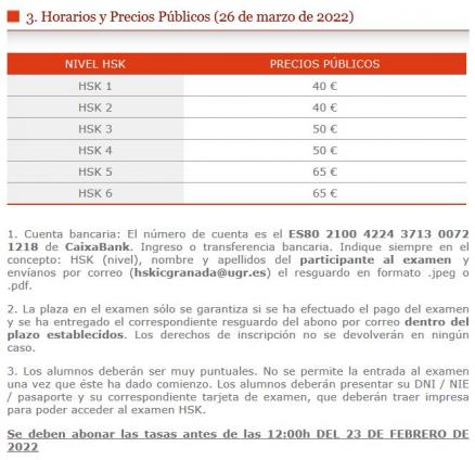 Tutorial HSK precios públicos